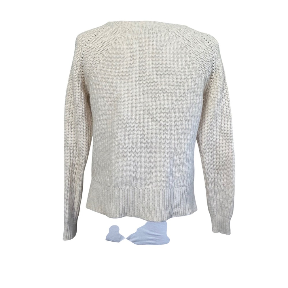 J.Crew Women's Sweater Cream Cotton Wool Knit Normcore Cottage Minimalist XS - Picture 3 of 11